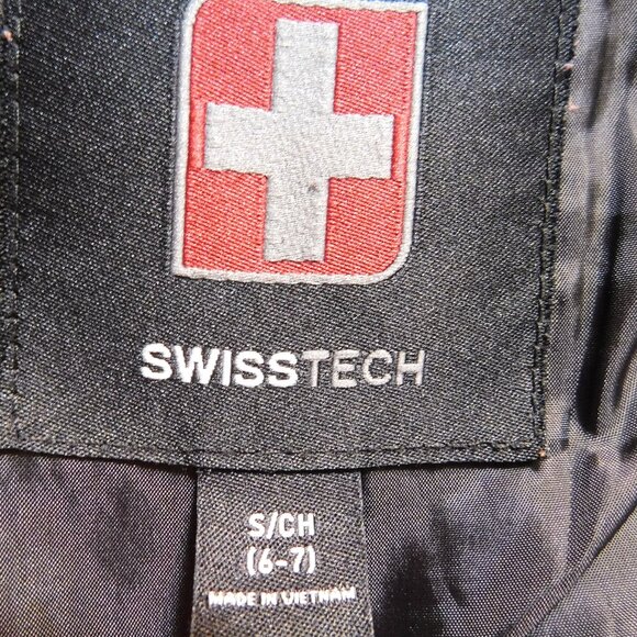 Swiss Tech Kids Parka Coat Black with Faux Fur Hood Size 6-7 - Picture 7 of 8
